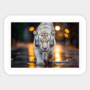 Tiger Wildlife Animal On Street Outdoors Sticker